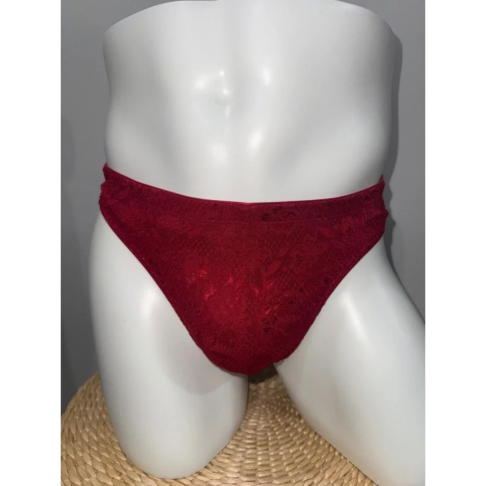 Cosabella Never Say Never Men's Lace G-String Sindoor Red Size XL‎